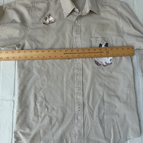 Mili Designs Women's Vintage Korean Embroidered Cat Button Down Shirt sz S/M - Picture 5 of 5